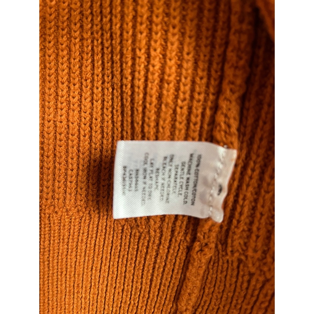 BP Nordstrom Burnt Orange Ribbed Cotton Open Front Cardigan Sweater Small - Picture 4 of 7